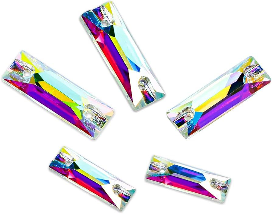 New AB colour Glass Flat Back Rhinestones Wholesale crystal sewing cosmic baguette shape
