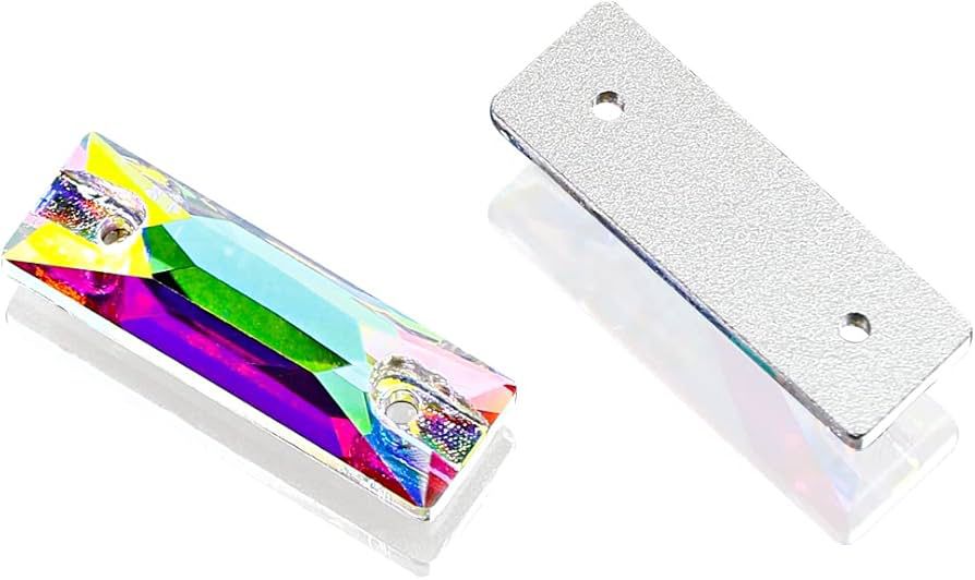 New AB colour Glass Flat Back Rhinestones Wholesale crystal sewing cosmic baguette shape