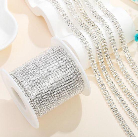Shiny white color Rhinestone cup chain 9 number