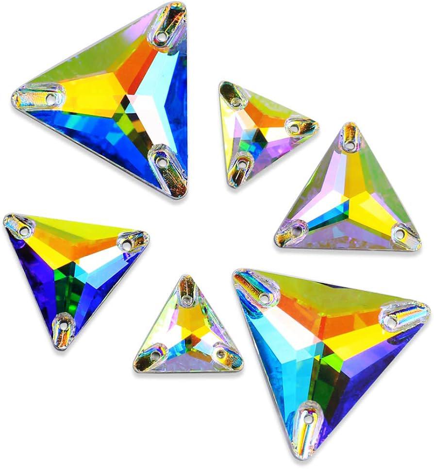 Triangle Crystal AB Sew-On Rhinestones – Flatback Beads with Holes