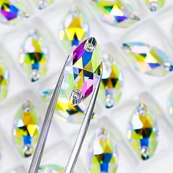 Navette Shape AB Sew-On Rhinestones – Flatback Glass Crystals with Holes