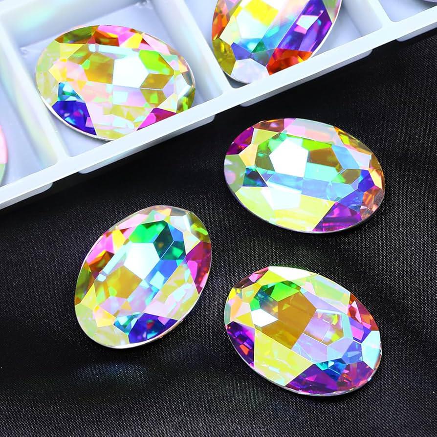 Crystal AB Oval Pointback Rhinestones – 30×20mm