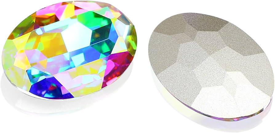 Crystal AB Oval Pointback Rhinestones – 30×20mm