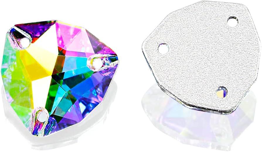 Triangle Crystal AB Sew-On Rhinestones – Mixed Sizes, Flat Back