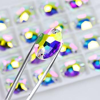 Oval Crystal AB Sew-On Rhinestones – Flatback Stones with Holes