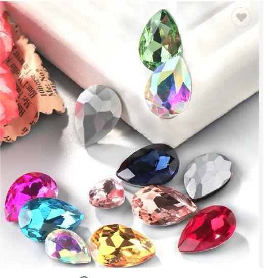 Colourful Teardrop Rhinestones – Flatback Glass Beads for Jewelry & Clothes