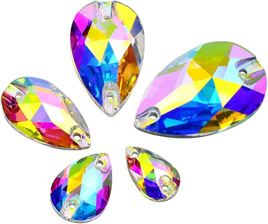 High quality crystal AB drop shape Two Holes Sewing rhinestone