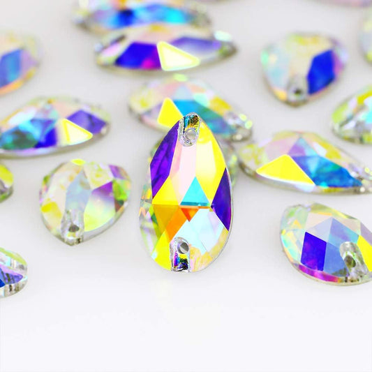 High quality crystal AB drop shape Two Holes Sewing rhinestone