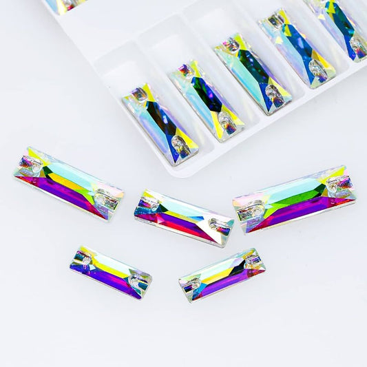 New AB colour Glass Flat Back Rhinestones Wholesale crystal sewing cosmic baguette shape