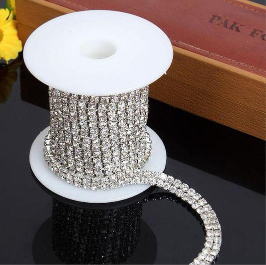 Shiny white color Rhinestone cup chain 9 number