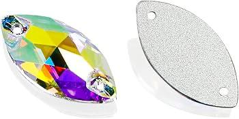 Navette Shape AB Sew-On Rhinestones – Flatback Glass Crystals with Holes
