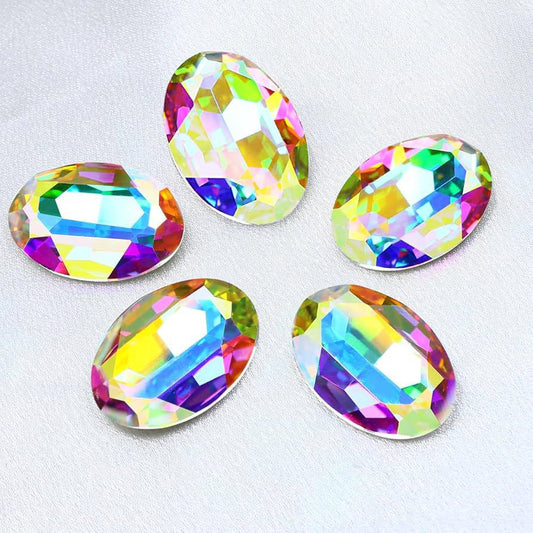 Crystal AB Oval Pointback Rhinestones – 30×20mm