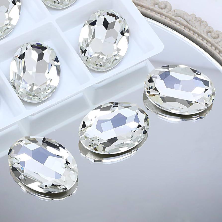 13×18mm Clear Pointback Rhinestones – K9 Glass