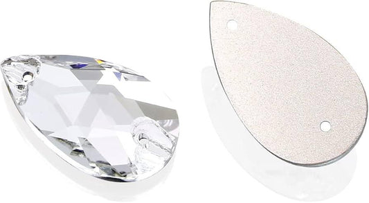 Clear Drop Sew-On Rhinestones – Faceted Flat-Back Crystal Beads