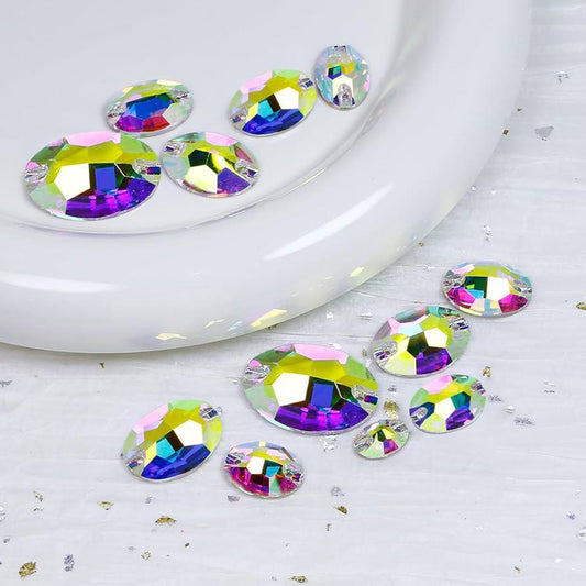Oval Crystal AB Sew-On Rhinestones – Flatback Stones with Holes
